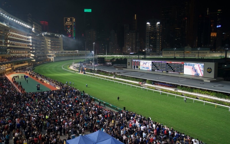 HKJC Happy Valley racecourse 54m Large Video Screen with custom control system.